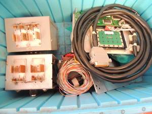 lot 858 image: 3 electric control boxes wires and motherboards