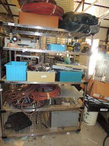 lot 871 image: 53x38x24 metal shelf 4 shelves contents not included