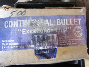 lot 760 image: CONTINENTAL BULLET 45 CAL,200GR., SIZE .452  APPTROX QTY 400