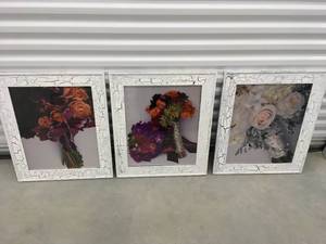 lot 167 image: 3 White Crackle finish framed prints