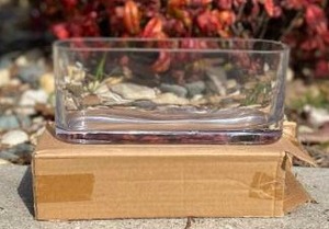 lot 11 image: Glass Long & Low Flowergreenery Planter in box