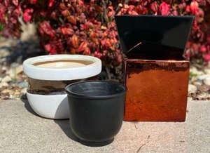 lot 14 image: Whitecopper planter Copper Square Vase Black Terra-cotta Pot Black Square Pot