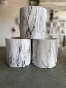 lot 16 image: 3 WhiteBlack Marble Planters