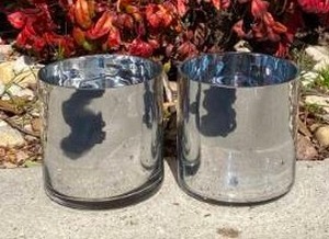 lot 23 image: 2 Silver Mirror Glass Planters