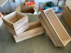 lot 44 image: 1 small and 2 rectangular wooden Planters