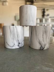 lot 69 image: WhiteBlack Marble Planters 2 large 1 small