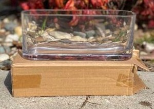 lot 12 image: Glass Long & Low Flowergreenery Planter in box