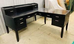 lot 104 image: Black 7 Drawer L-shaped Desk