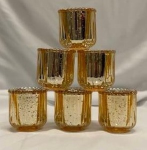 lot 214 image: Gold Glass Votive Candle Holders 2 34 x 3