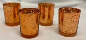 lot 255 image: Copper Mercury Glass Votive Candle Holders (4)