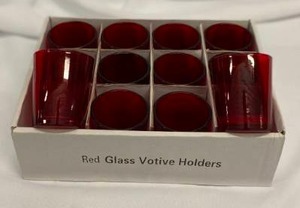 lot 260 image: Red Glass Votive Candle Holders (12) 2.75