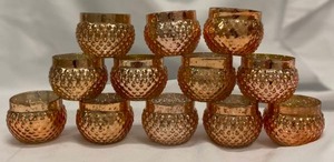 lot 288 image: Small Rose Gold Glass Votive Candle Holders