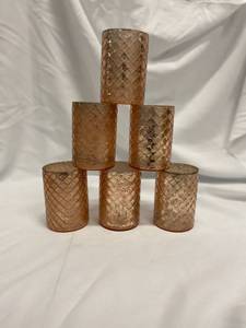 lot 294 image: Rose Gold Glass Votive Candle Holders (6) 4.5 x 3