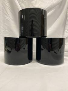 lot 295 image: 3 Black Glass Planters 5.5 x 6.5