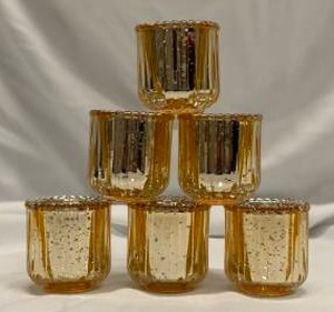 lot 215 image: Gold Glass Votive Candle Holders 2 34 x 3