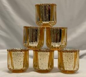 lot 217 image: Gold Glass Votive Candle Holders 2 34 x 3