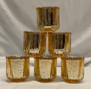 lot 218 image: Gold Glass Votive Candle Holders 2 34 x 3