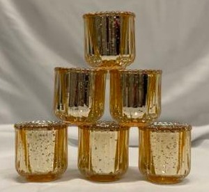 lot 219 image: Gold Glass Votive Candle Holders 2 34 x 3