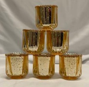 lot 220 image: Gold Glass Votive Candle Holders 2 34 x 3