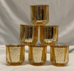 lot 221 image: Gold Glass Votive Candle Holders 2 34 x 3