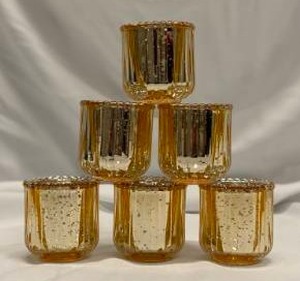 lot 222 image: Gold Glass Votive Candle Holders 2 34 x 3