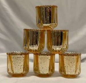 lot 223 image: Gold Glass Votive Candle Holders 2 34 x 3