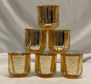lot 224 image: Gold Glass Votive Candle Holders 2 34 x 3