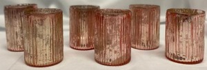 lot 252 image: 6 piece Pink Romantic Glass Votive Candle Holders