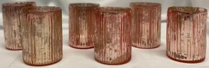 lot 254 image: 6 piece Pink Romantic Glass Votive Candle Holders