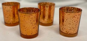 lot 256 image: Copper Mercury Glass Votive Candle Holders (4)