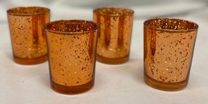 lot 257 image: Copper Mercury Glass Votive Candle Holders (4)