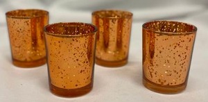lot 258 image: Copper Mercury Glass Votive Candle Holders (4)