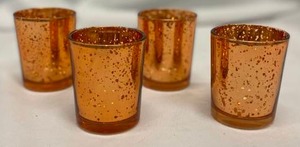 lot 259 image: Copper Mercury Glass Votive Candle Holders (4)