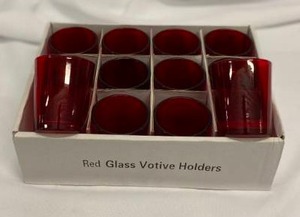 lot 263 image: Red Glass Votive Candle Holders (12) 2.75
