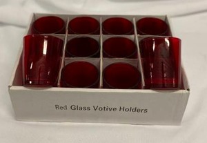 lot 264 image: Red Glass Votive Candle Holders (12) 2.75