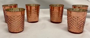 lot 285 image: Rose Gold Glass Votive Candle Holders