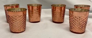 lot 286 image: Rose Gold Glass Votive Candle Holders