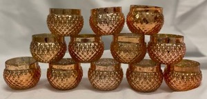 lot 289 image: Small Rose Gold Glass Votive Candle Holders