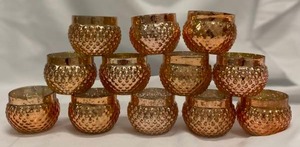 lot 290 image: Small Rose Gold Glass Votive Candle Holders