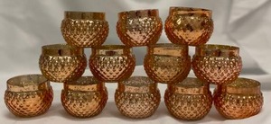 lot 292 image: Small Rose Gold Glass Votive Candle Holders