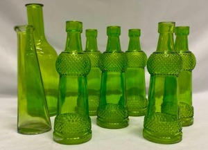lot 302 image: Green BottlesBud Vases Various sizes
