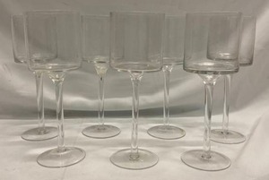 lot 303 image: 7 Glass Stemmed  Floating Candle Floaters