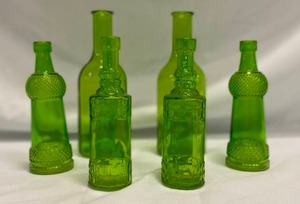 lot 301 image: Green BottlesBud Vases (6) Various sizes