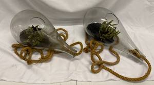 lot 429 image: Matching Glass Planters wrope deco