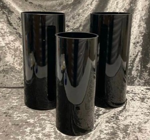 lot 478 image: 3 Black Cylinder Vases