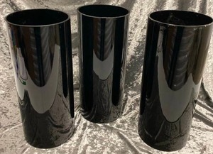 lot 479 image: 3 Black Cylinder Vases