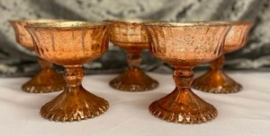 lot 612 image: 5 Glass Rose Gold Footed