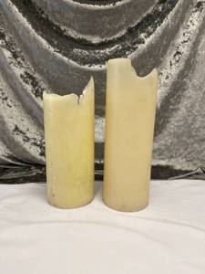lot 633 image: 2 Large White Pillar Candles