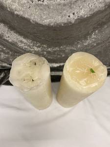 lot 634 image: 2 Large White Pillar Candles