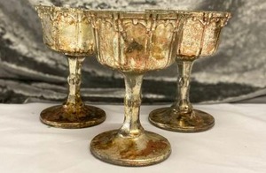lot 628 image: Rose Gold weathered look Goblets (3)